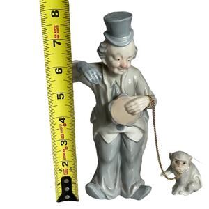 Vintage Lenwile Ardalt Street Clown with Monkey Figurine Porcelain Statue